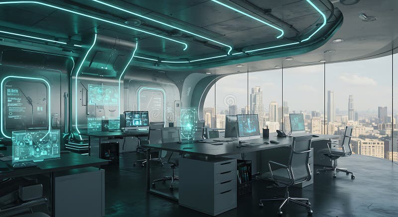 Futuristic Office Space royalty free illustration