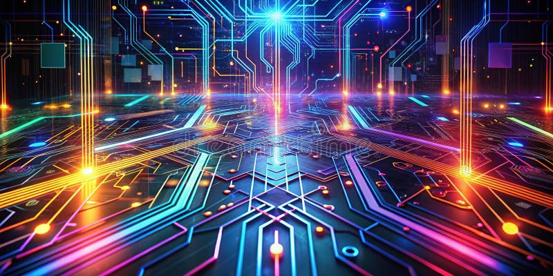 Stunning Futuristic Tech Background A Vibrant 4K Abstract Digital Circuitry Design Featuring Glowing Lines and a Sleek vector illustration