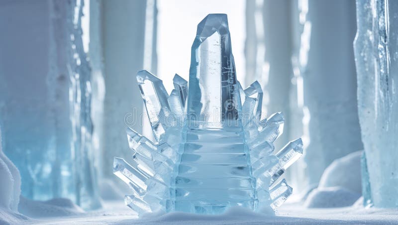 Stunning Ice Sculpture featuring sharp icicles stock photos