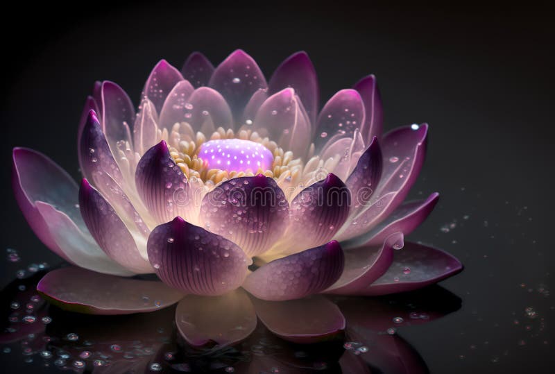 Pink and Light Purple Lotus Flower with a Floating Light in the Centre ...