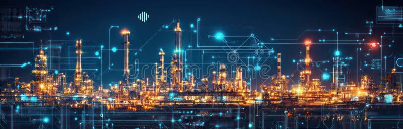 Digital Circuit Board and High-Tech Textures: A Vision of Innovation and Advancement with Futuristic Cityscape and Bold vector illustration