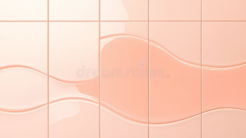 Glamorous Geometric Mosaic Wall Texture with Peach Fuzz Glaze and Glossy Deco Finish stock illustration