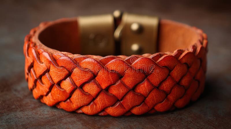 A stunning image of Stylish orange leather bracelet, a closeup look at texture and craftsmanship. vector illustration