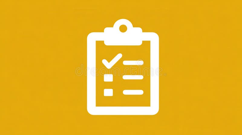 A stunning image of Yellow rounded square clipboard icon representing taking notes, planning, or task stock photo