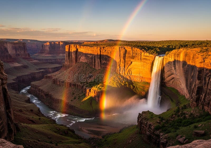 A stunning landscape featuring a grand royalty free illustration