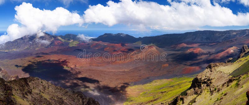 Stunning landscape of Haleakala volcano crater taken at Kalahaku overlook at Haleakala summit, Maui, Hawaii