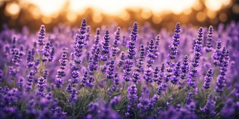 Stunning landscape with lavender field vector illustration