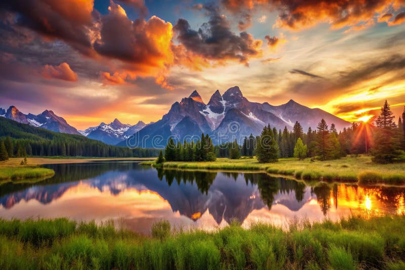 Stunning Mountain Range Clipart Mastering Composition with the Rule of Thirds for Visual Impact vector illustration