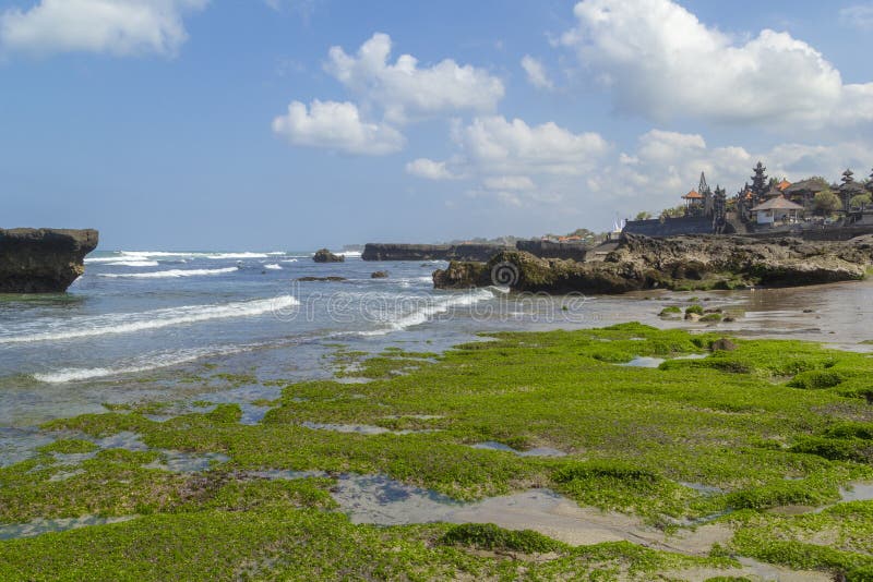 Stunning natural rock pools at Echo beach in sunny day in Canggu, Bali