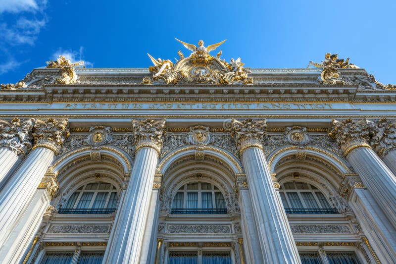Stunning panoramic capture of the historic palais garnier opera house in paris against a clear sky vector illustration