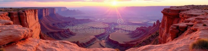 Stunning panoramic view; layered rock formations, vibrant hues, vibrant, aerial, rock formations royalty free illustration