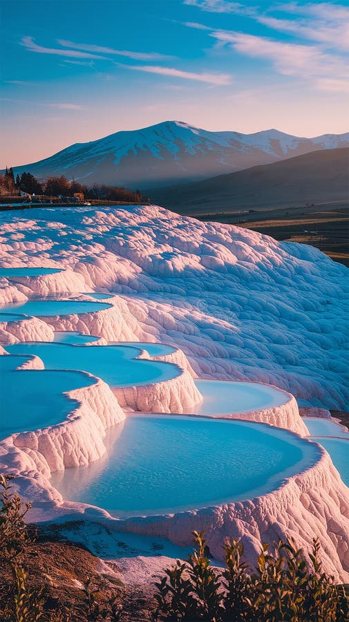 A stunning panoramic view of Pamukkale, Turkey stock illustration
