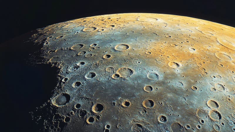 Stunning Panoramic Vista of the Moon\'s Surface in Wide Angle Shot royalty free illustration