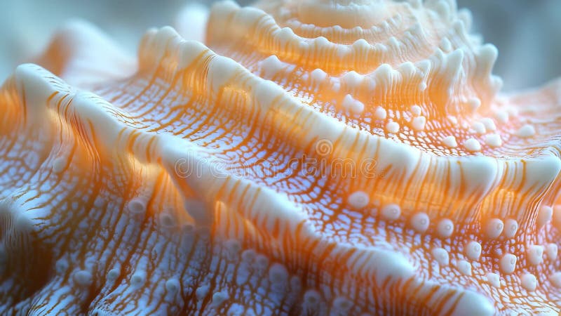 Close-up view of a beautifully detailed seashell showcasing intricate texture and colors found on marine shores stock illustration