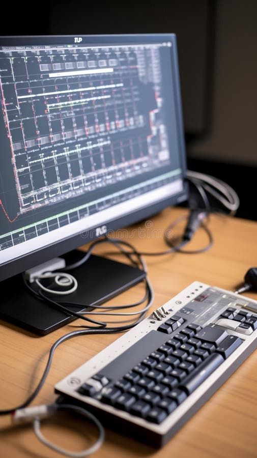 Coding at Its Finest Touchscreen Monitor with Keyboard and Mouse Stock