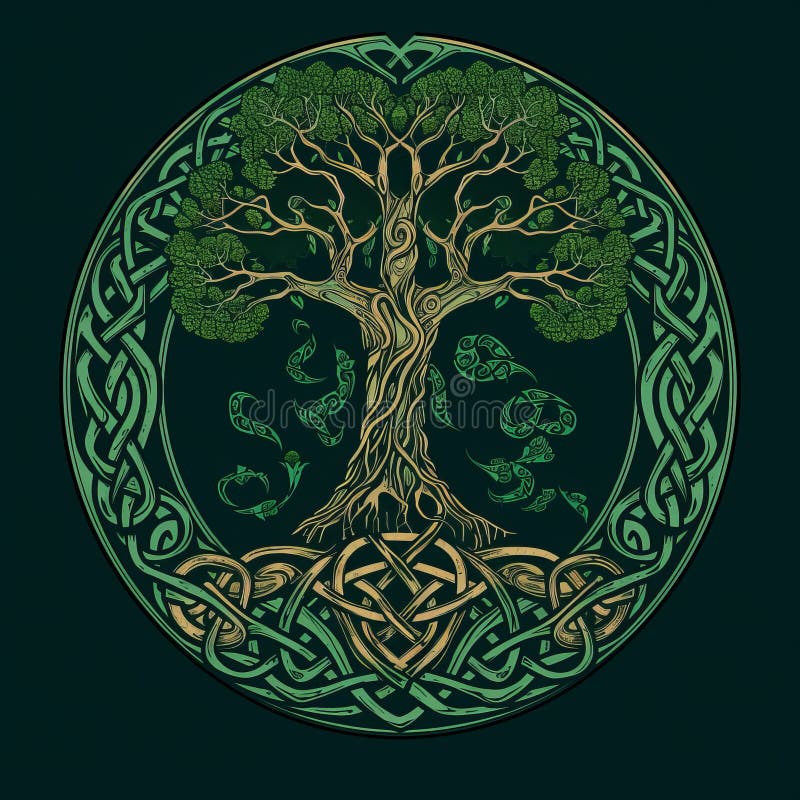 The Vibrant Celtic Tree of Life and Death Symbol, Generative AI Stock ...