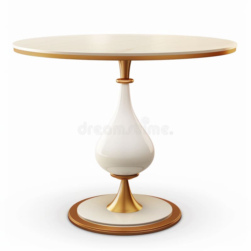Elegant white and gold table with a sophisticated design. stock illustration