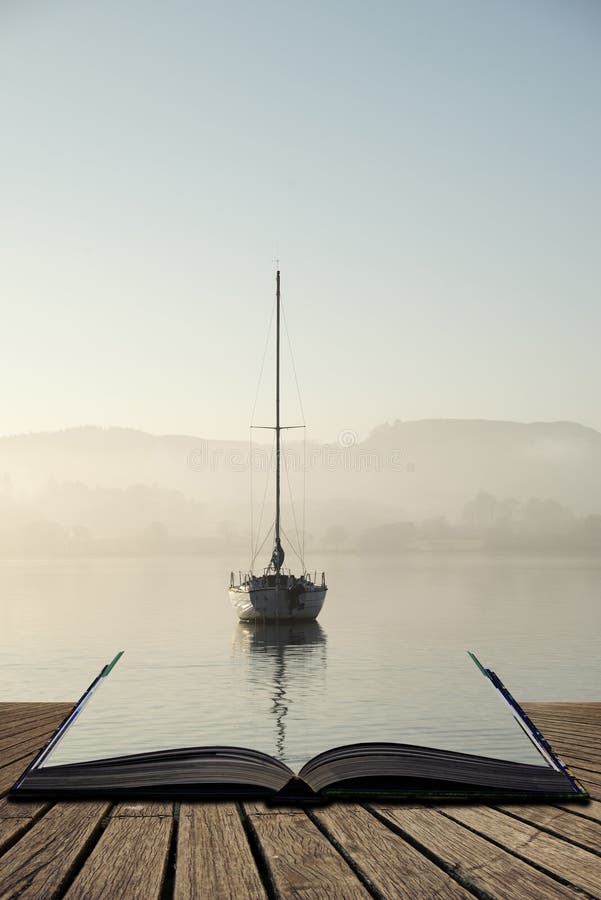 Stunning unplugged fine art landscape image of sailing yacht sit