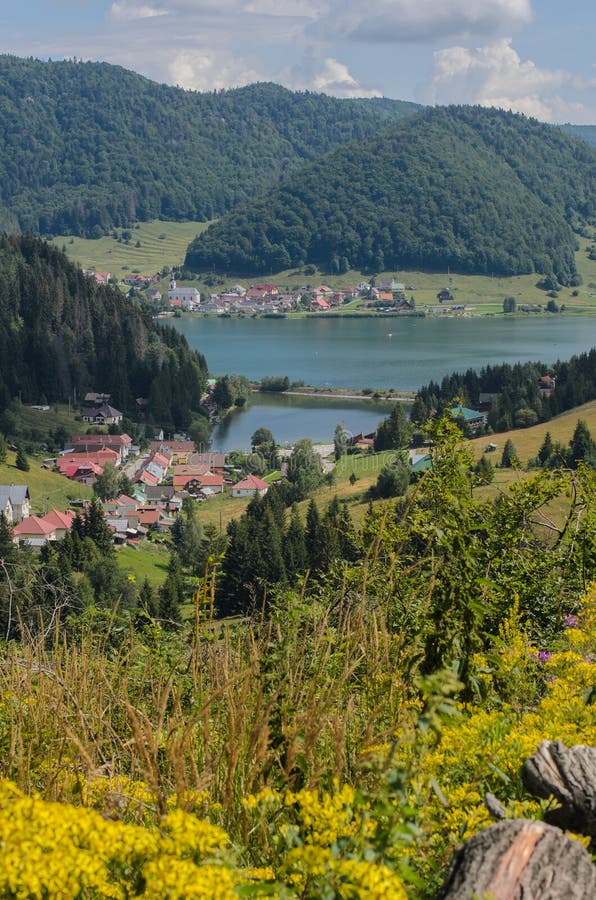 Stunning view over the lake Palcmanska Masa and Dedinky village in Slovakia