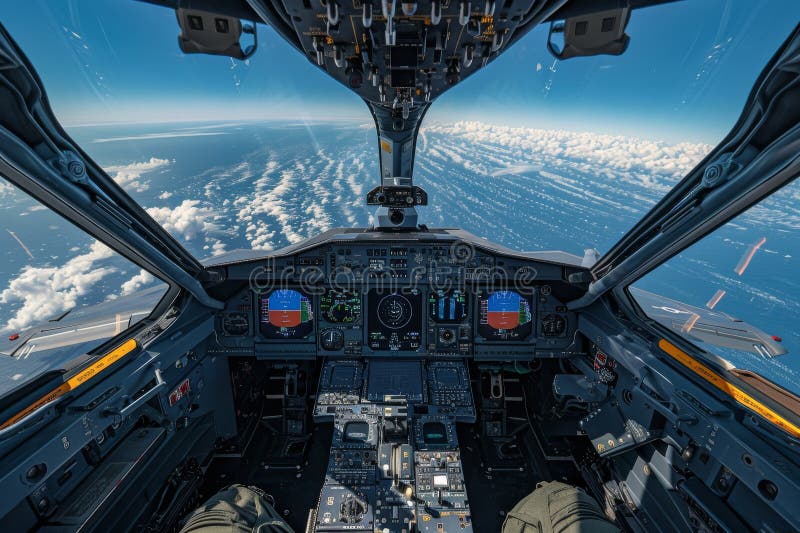 Pilot's perspective during an F-22 jet takeoff with cockpit view royalty free stock photos