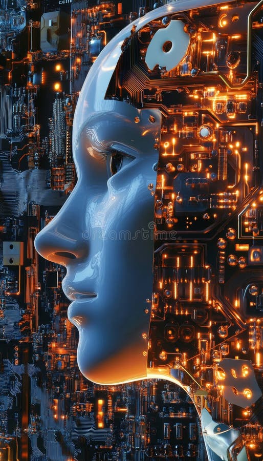A stunning visual of intricate circuitry and glowing elements showcasing modern technological design royalty free illustration