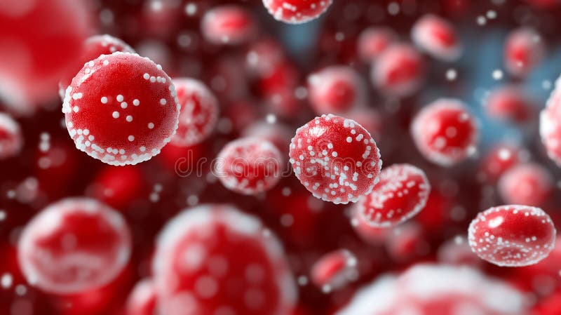 Dynamic closeup visualization showcasing red blood cells as they move with remarkable fluidity in a biological context royalty free stock image