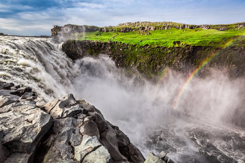 Stunning waterfall Dettifoss in Iceland royalty free stock photography