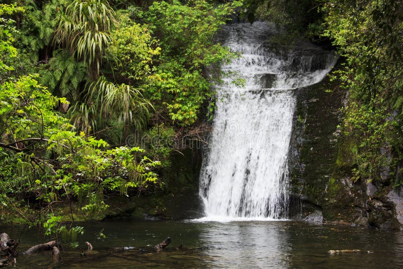 Stunning Waterfall with nature surrounding stock photography