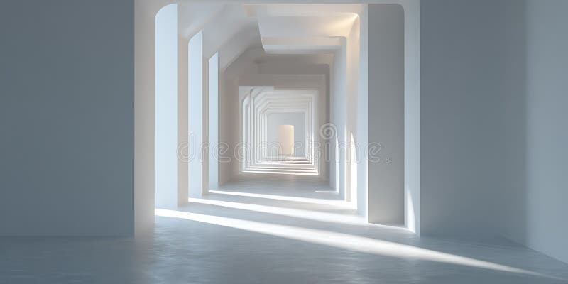 Stunning White Hallway Architectural Photography Interior Design Inspiration royalty free illustration