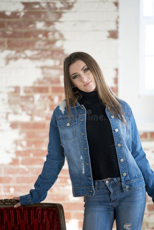Stunning Young Fashion Model Poses in Denim Outfit Stock Photo - Image of  girl, coordinated: 165695708