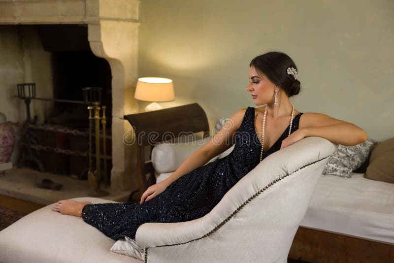 Vintage 1920s woman with boa royalty free stock images