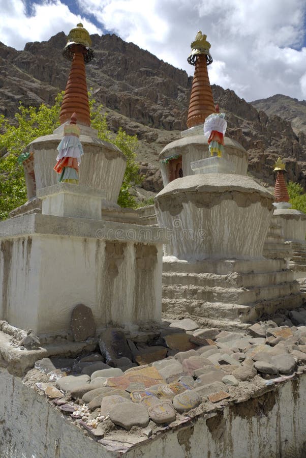 Stupas at Hemis Gompa, Ladakh, India royalty free stock images