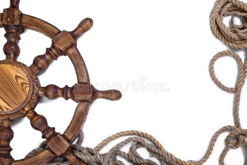 Stuurwiel met een kabel op een witte achtergrond royalty-vrije stock foto's Stuurwiel met een kabel op een witte achtergrond royalty-vrije stock foto's