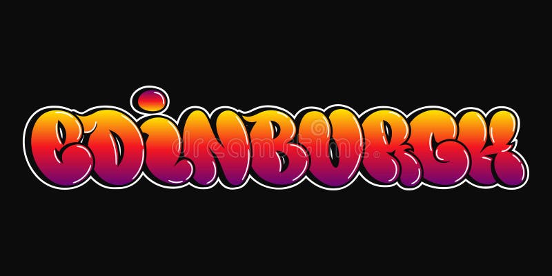 Styl graffiti z pojedynczymi literami edinburgh. logo rysowane ręcznie wektorowe. zabawne fajne trippy słowo edinburgh miejska mod ilustracja wektor