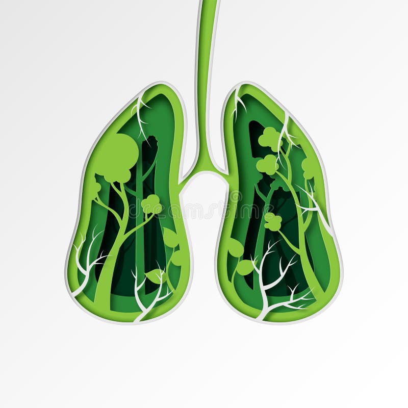 Style art de papier de forme du poumon 03green avec le concept d'écologie illustration de vecteur