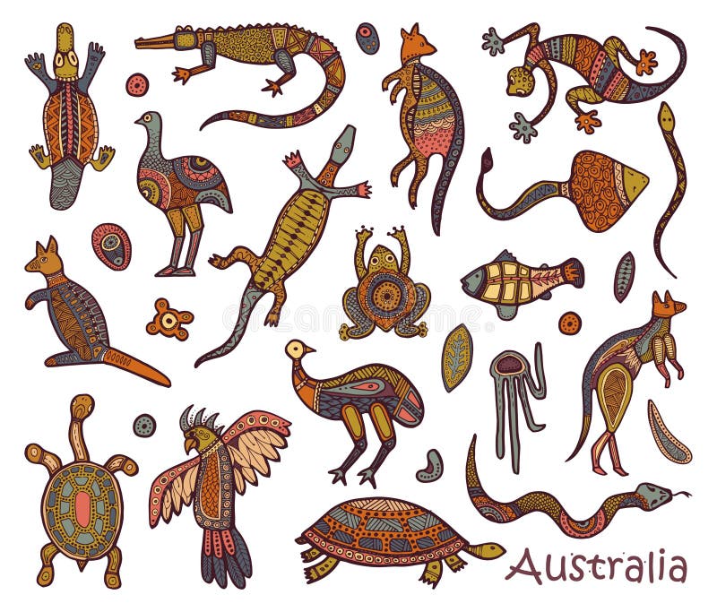 Style australien indigène de dessins d'animaux