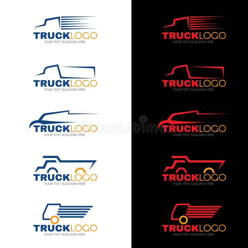 5 style blue red and yellow truck logo vector design