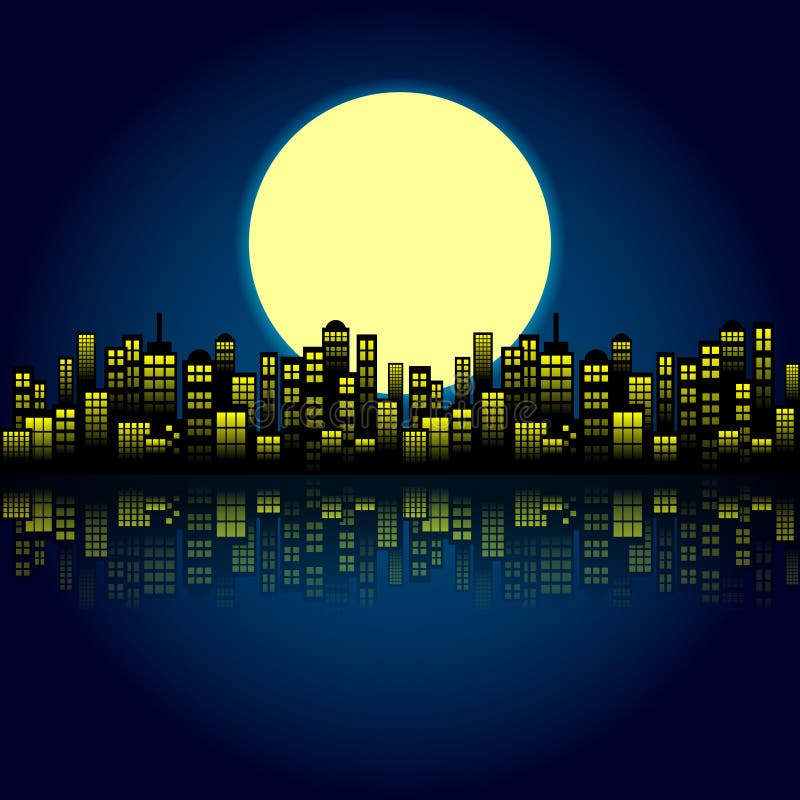 Style Cartoon Night City Skyline Background. Stock Vector - Illustration of  city, novel: 75778293