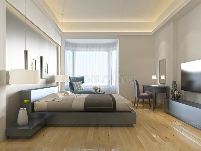 Style contemporain moderne de chambre d'hôtel avec des éléments d'art déco illustration libre de droits Style contemporain moderne de chambre d'hôtel avec des éléments d'art déco illustration libre de droits