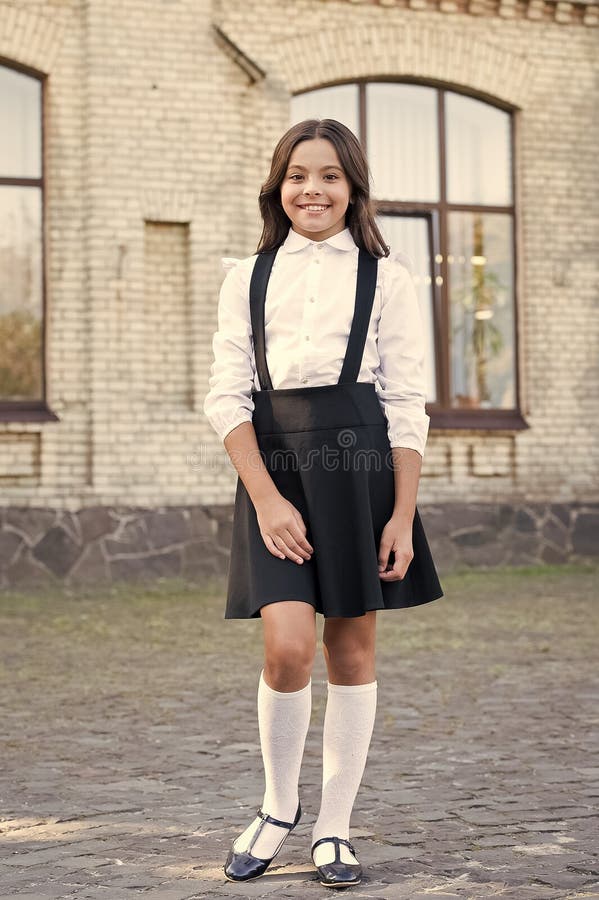 Style for Every Story. Schoolgirl in Classy Retro Uniform. Vintage Kid ...