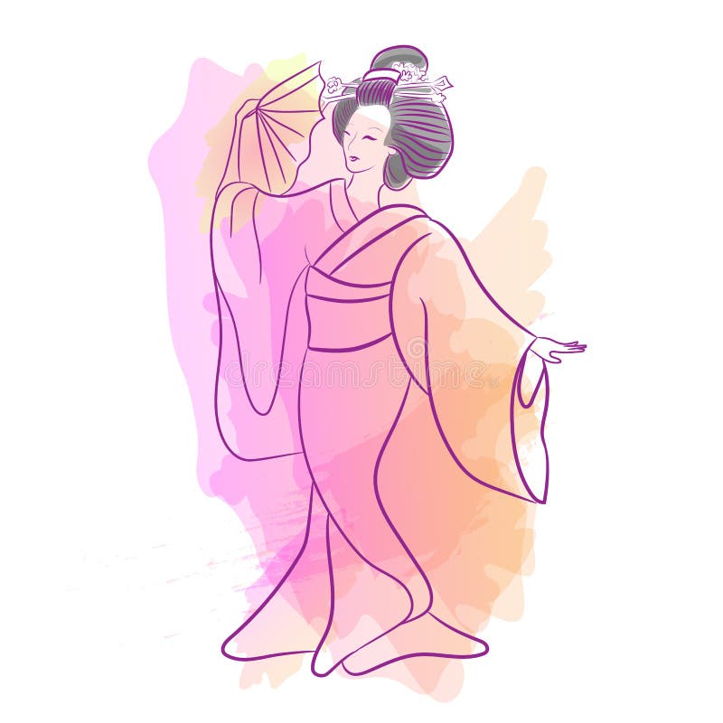 Style Japonais Classique De Waterclolr De Femme De Japan De Geisha Du Dessin Fille Japonaise De Danse Illustration De Vecteur Illustration Du Musique Culture Style Japonais Classique De Waterclolr De Femme De Japan De Geisha Du Dessin Fille Japonaise De Danse Illustration De Vecteur Illustration Du Musique Culture