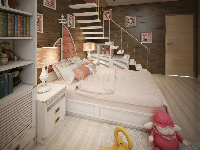 Style moderne de chambre à coucher de filles photos libres de droits Style moderne de chambre à coucher de filles photos libres de droits