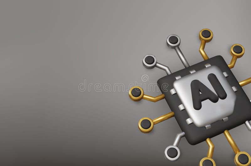 Stylish AI neural processing unit drives progress in robotics, big data, and revolutionary computing power. royalty free illustration