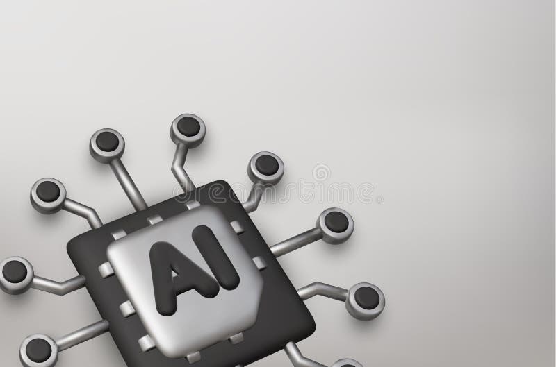 Stylish AI neural processing unit drives progress in robotics, big data, and revolutionary computing power. royalty free illustration