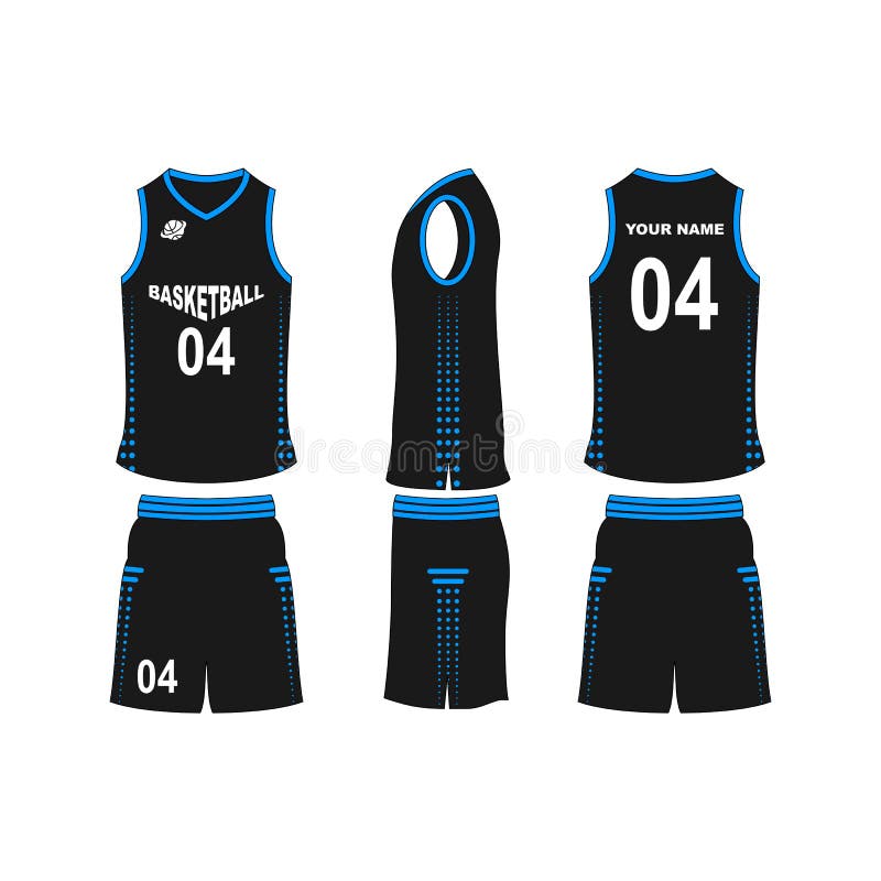 Blue Basketball Jersey Clipart Set Front and Back Designs 