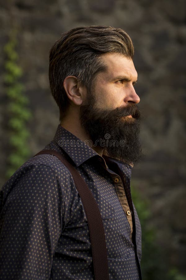 Stylish Bearded Man Outdoor Stock Photo - Image of dark, beard: 61091262