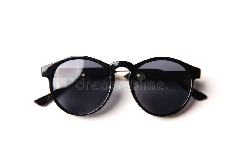Stylish Black Sunglasses Isolated on White Background, Top View Stock Image  - Image of lens, background: 117336061
