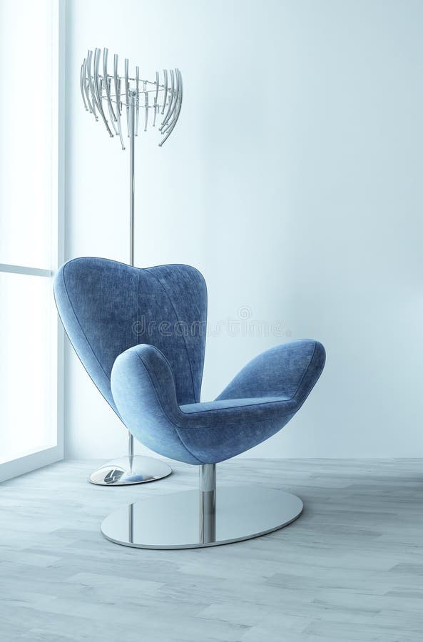 Stylish blue armchair in a modern white room vector illustration Stylish blue armchair in a modern white room vector illustration