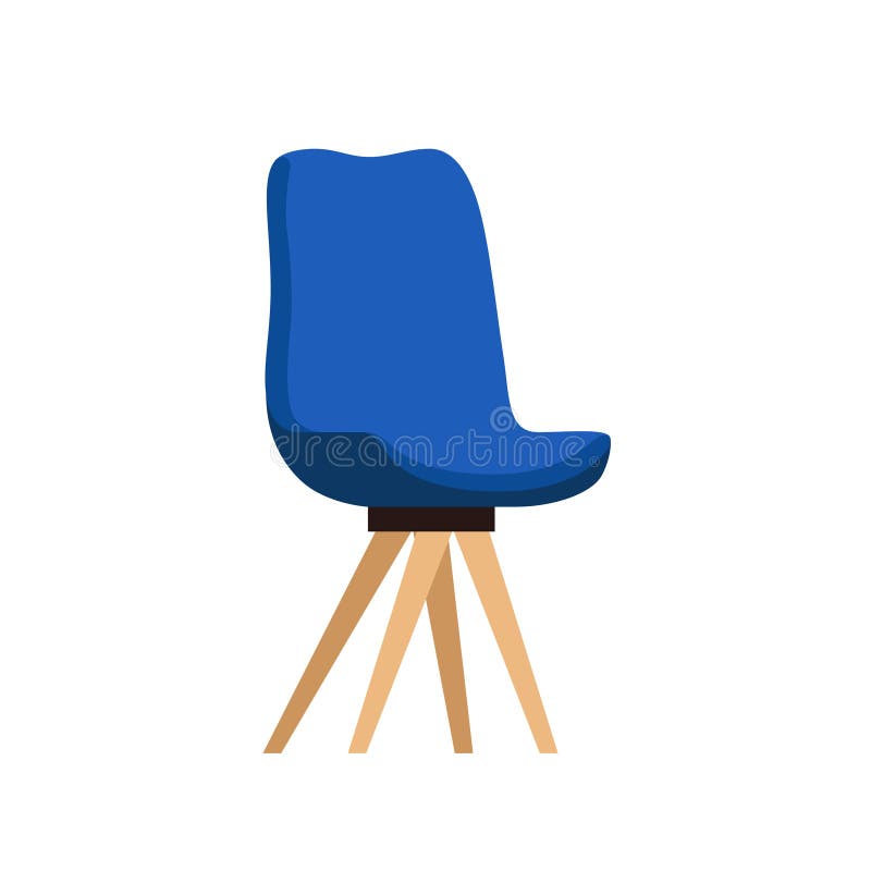 Stylish Blue Comfortable Office Computer Chair in Flat Cartoon Style