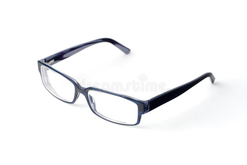Stylish Blue Glasses with Diopter Lenses Isolated on White Background